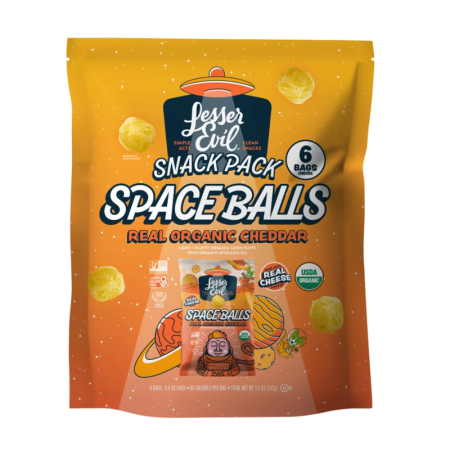 Lesser Evil Space Balls, Snack Pack, Real Cheese 6 / 0.6oz