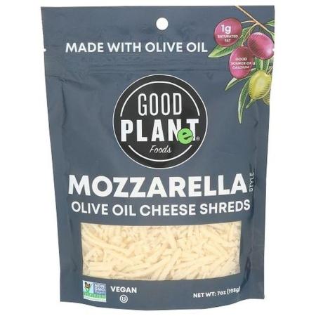 Good Planet Foods Mozzarella Style Olive Oil Cheese Shreds, 7 Ounce