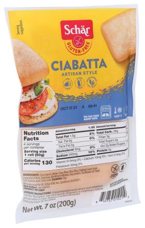 Schar Rolls/Ciabatta Gluten Free- 7oz