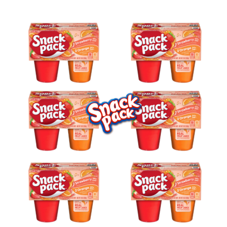 Snack Pack Strawberry and Orange Flavored Juicy Gels- Case/6-3.25oz*