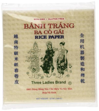 Three Ladies Spring Roll Rice Paper Wrappers Square- 12oz*